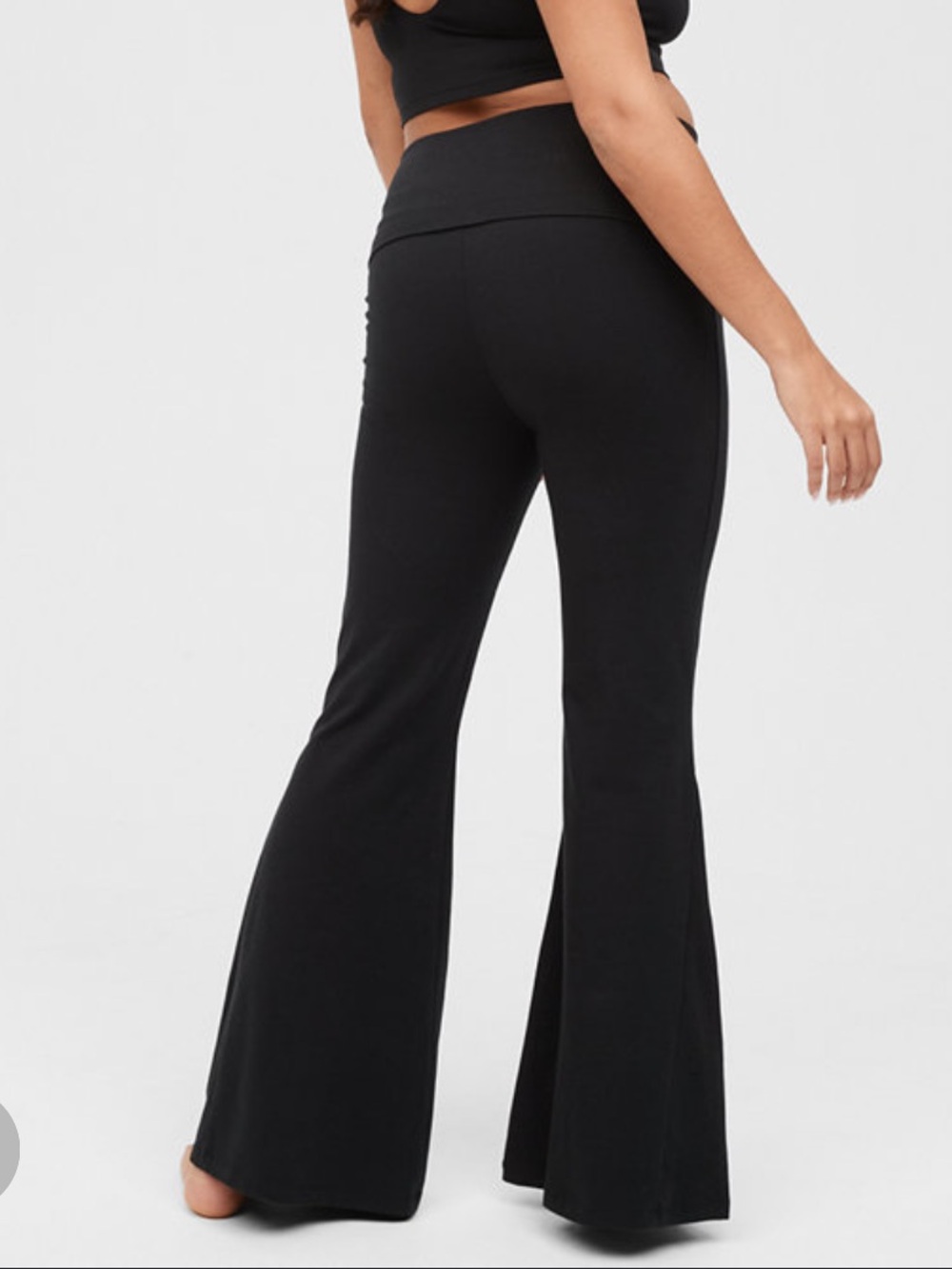 Offline aerie Flare Leggings Foldover waist Black size Medium Short Cotton blend